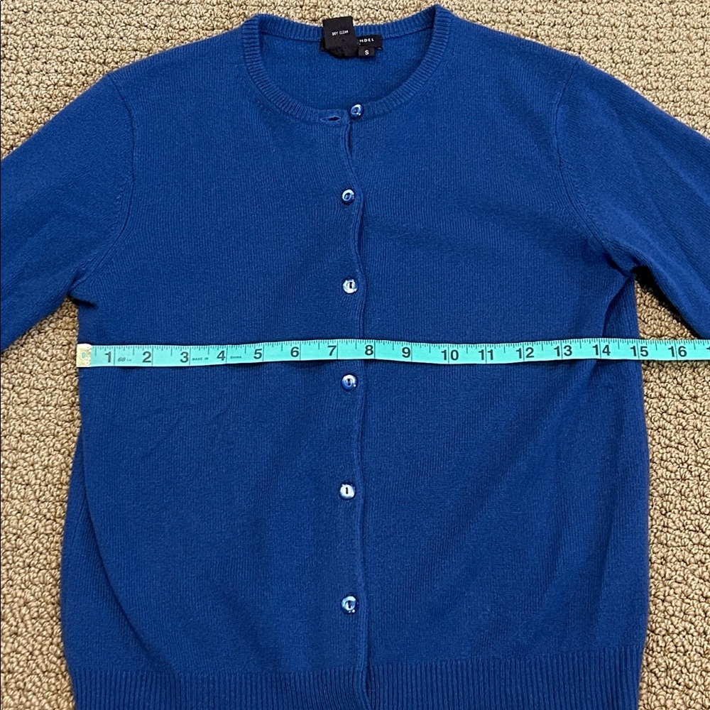 Henri Bendel Blue Cashmere Cardigan Sweater size Small Button Front - Picture 15 of 16